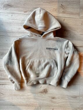 Fear of God Essentials Kids Tan Beige Pullover Hoodie